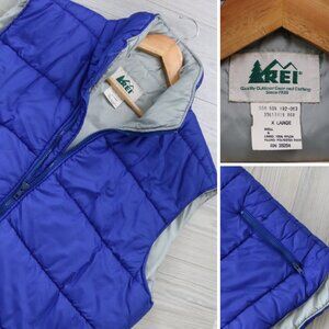REI Blue Puffer Vest Utility Vintage 80s Made USA Men's XL Outdoors Full Zip